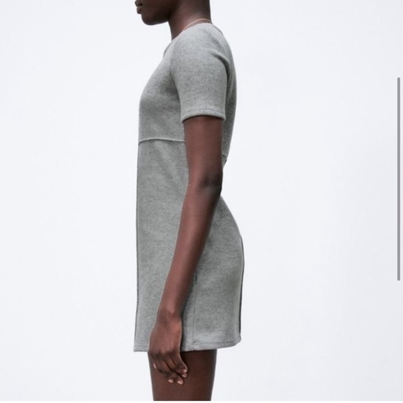 NWT Zara Minimalist Everyday Knit Exposed Seam Gray Mini Dress - Picture 4 of 14